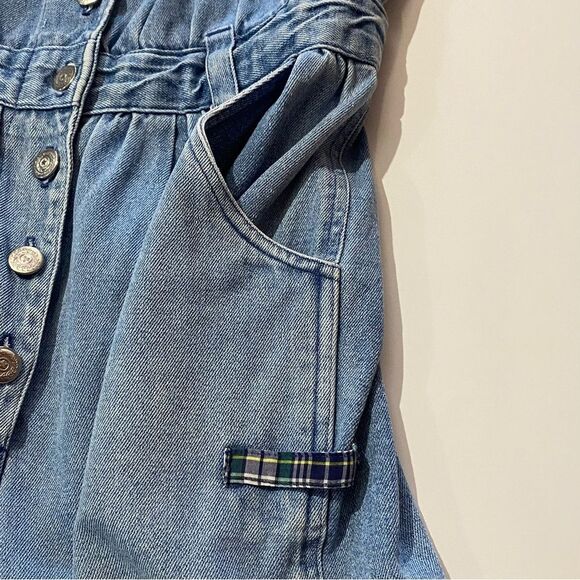 Lauren Brooke Vintage 1980's Denim & Plaid Overalls Romper Women's Size MED - Picture 12 of 16